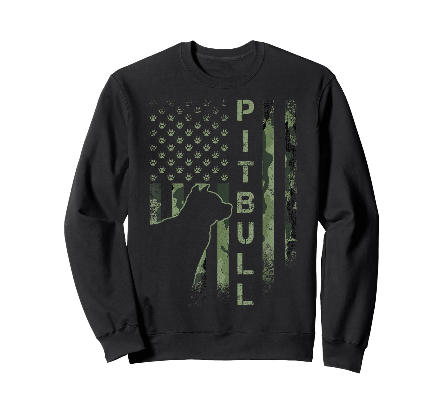 Vintage USA American Camo Flag Pitbull Dog Silhouette Pittie T-Shirt