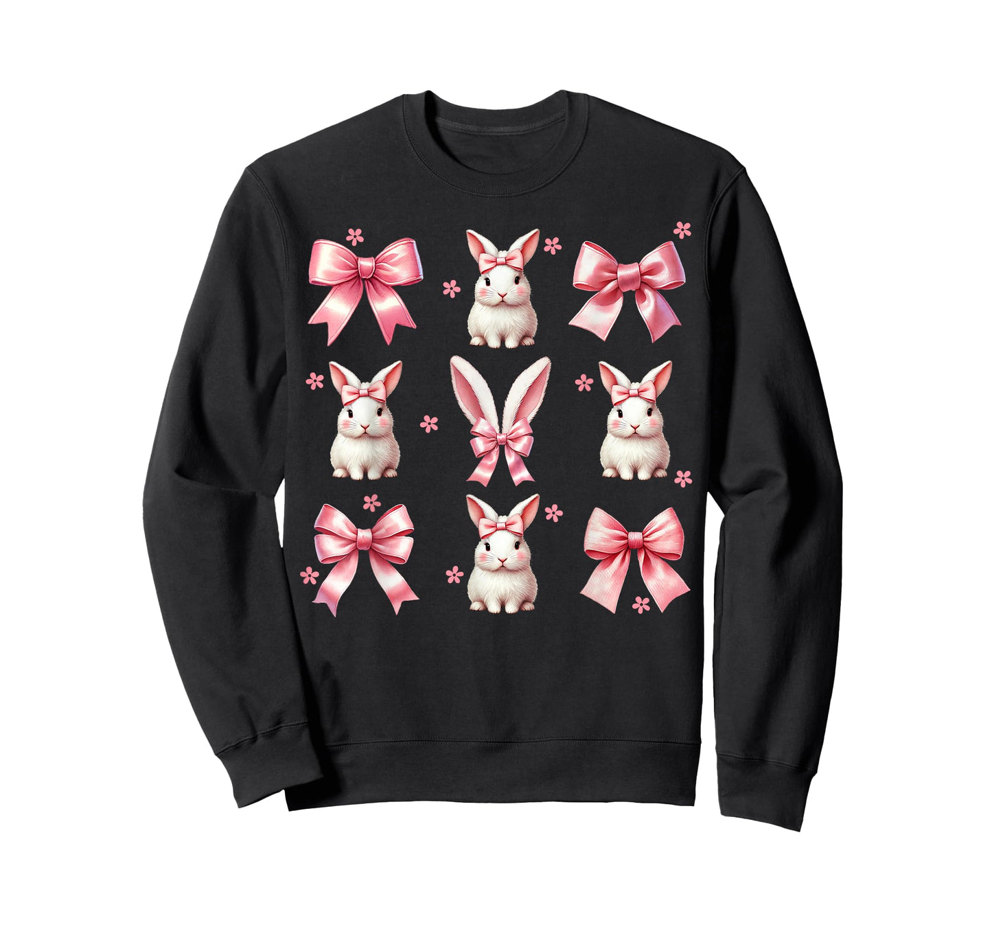 Girls Women Bunny Rabbit Coquette Pink Bow Happy Easter Day T-Shirt