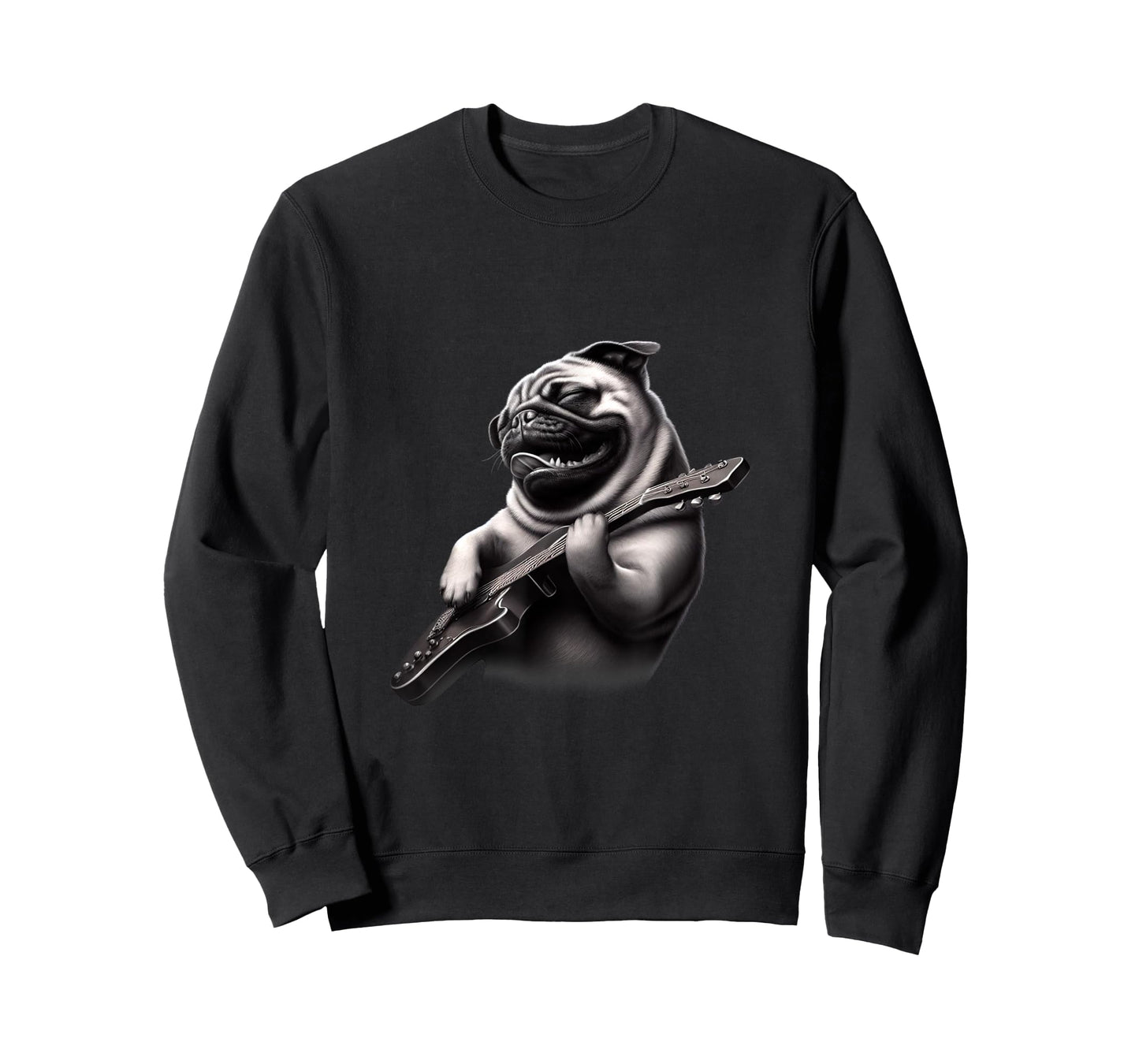 Pug Playing Guitar - Funny Rock Music Guitar Pug T-Shirt