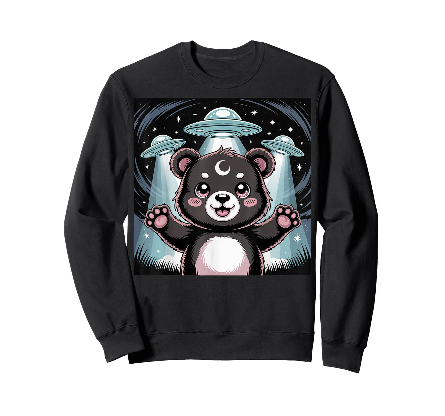 Bear Alien UFOs Aesthetic Kawaii Goth Girl Clothes Pink Goth T-Shirt