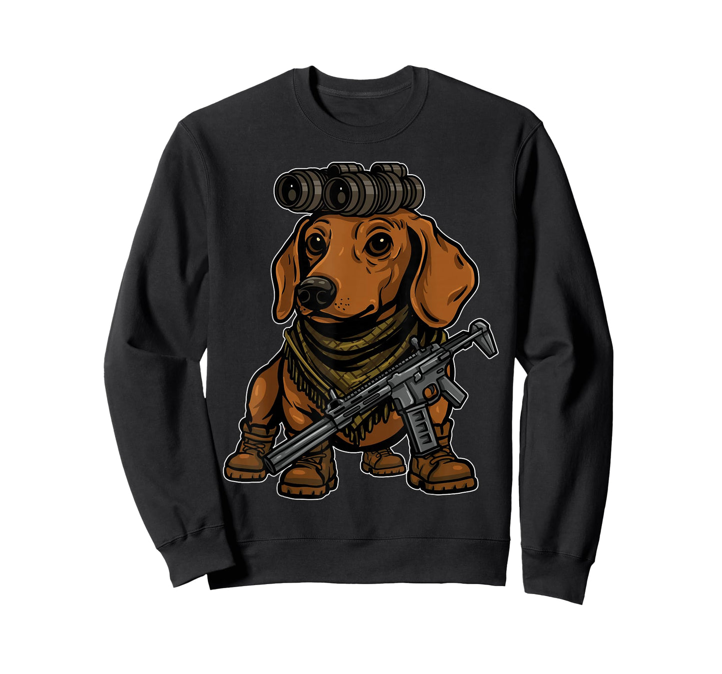 Dachshund Dog with NVG Funny Tactical Wiener Military Meme T-Shirt