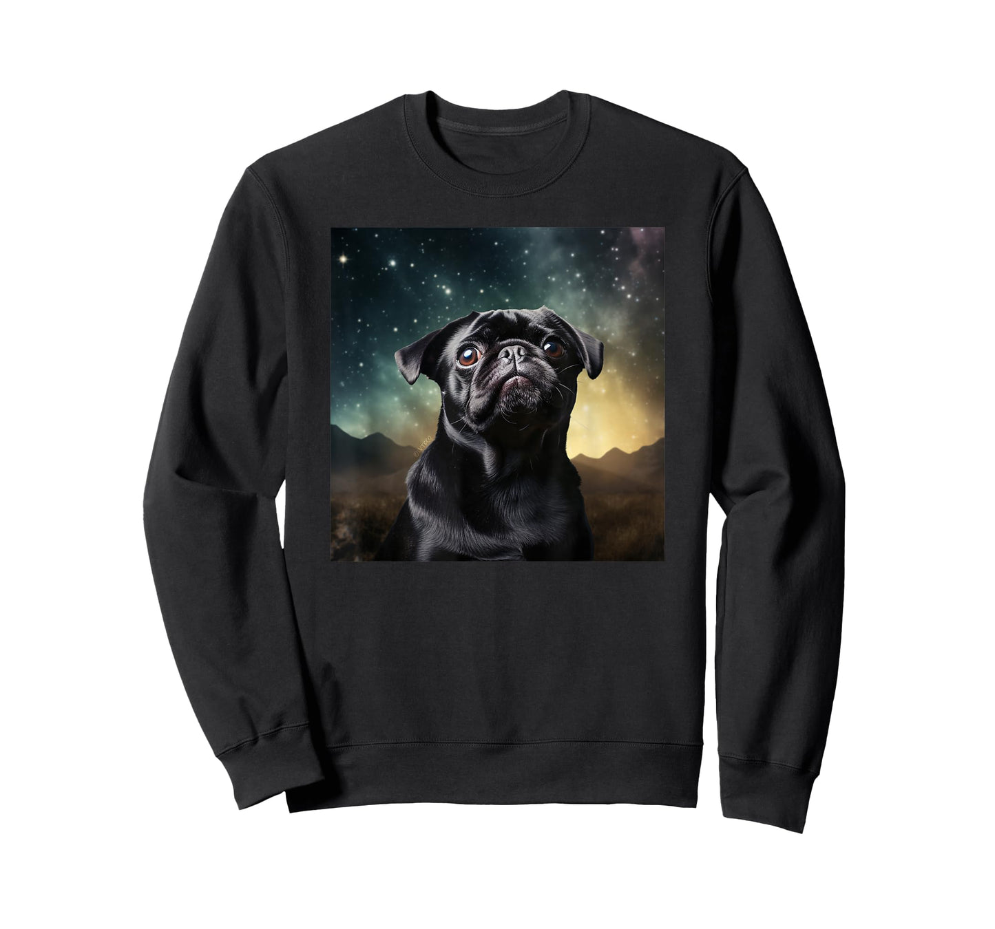 Funny Pug in Space Cute Pug Face T-Shirt