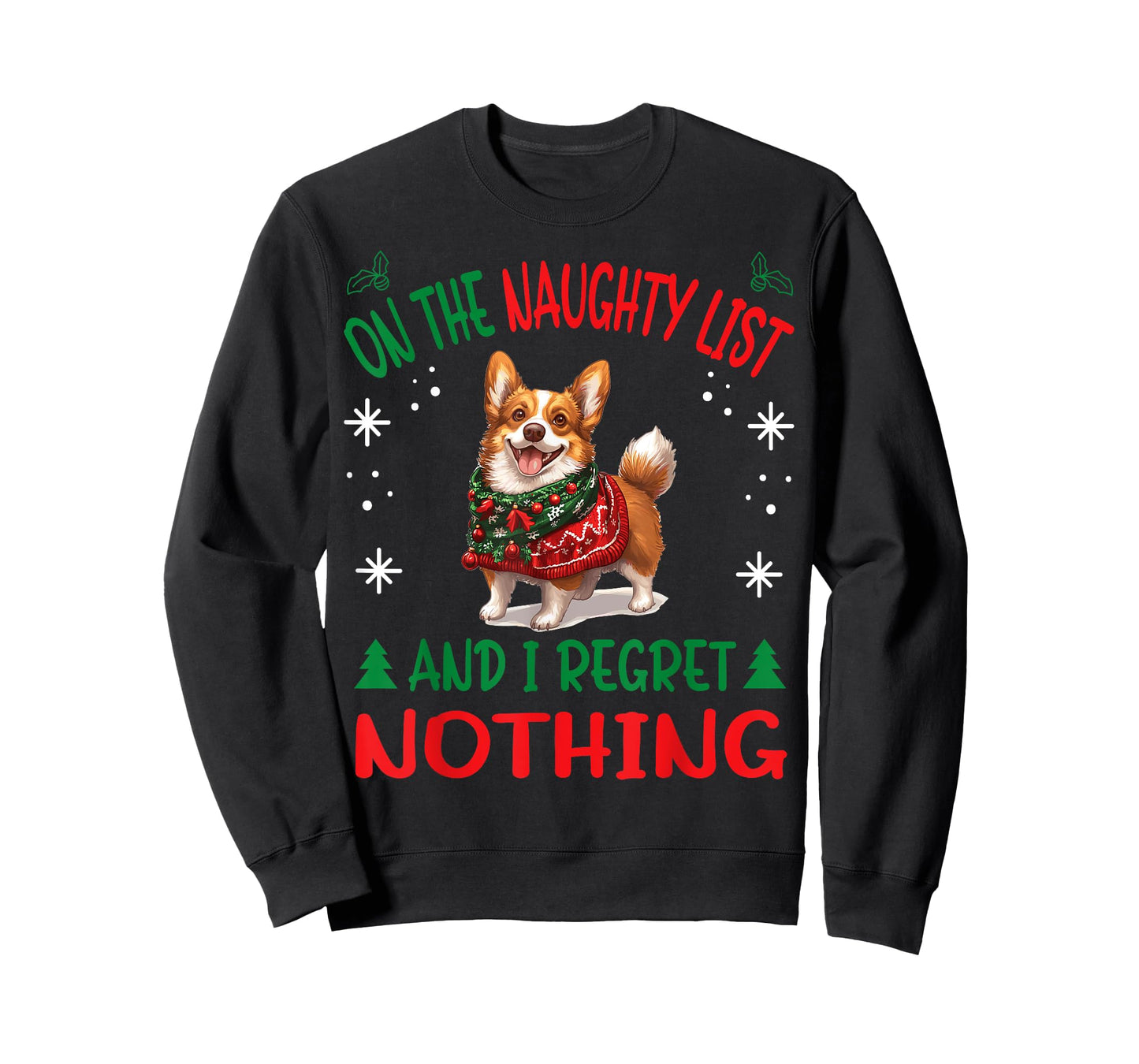 Cute Cardigan Welsh Corgi Dog Christmas On The Naughty List T-Shirt