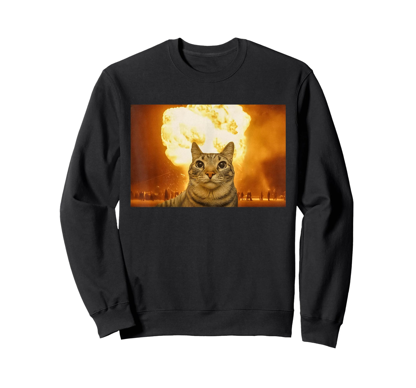 Funny Cat Explosion Meme Brain Rot Men Women Humor T-Shirt