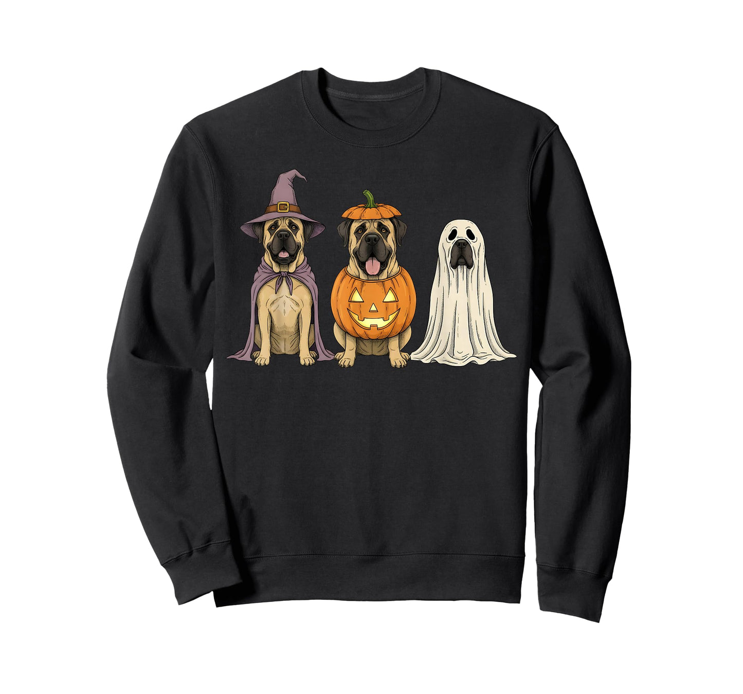 Spooky Ghost English Mastiff Pumpkin Halloween Dog Lover T-Shirt