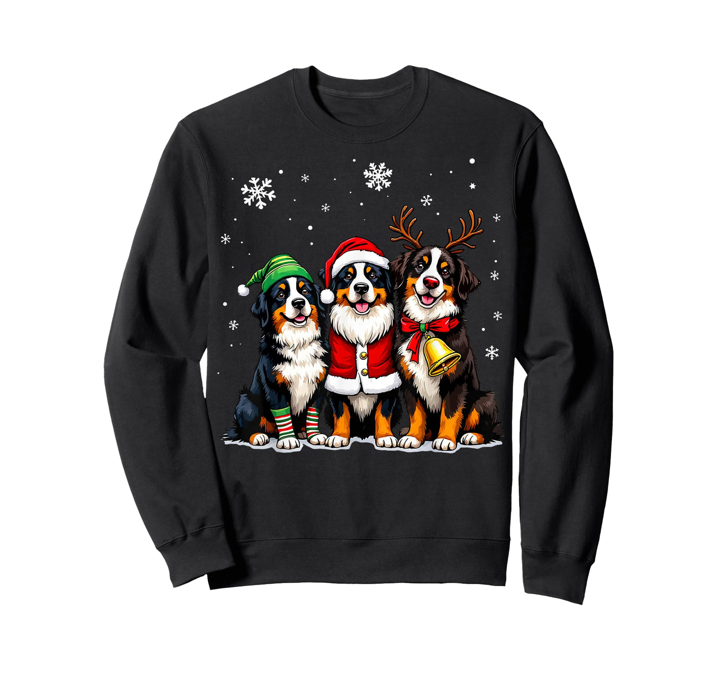 Bernese Mountain Dog Christmas Dogs Funny Santa Reindeer Elf T-Shirt