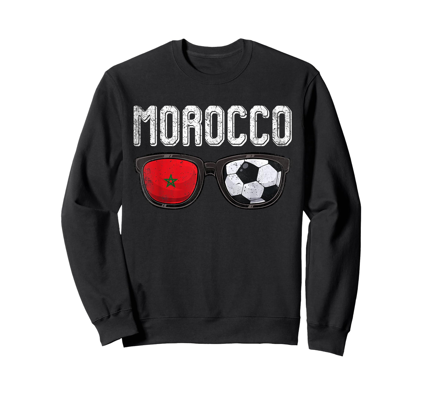 Morocco Soccer Funny Moroccan Flag Glasses Football T-Shirt