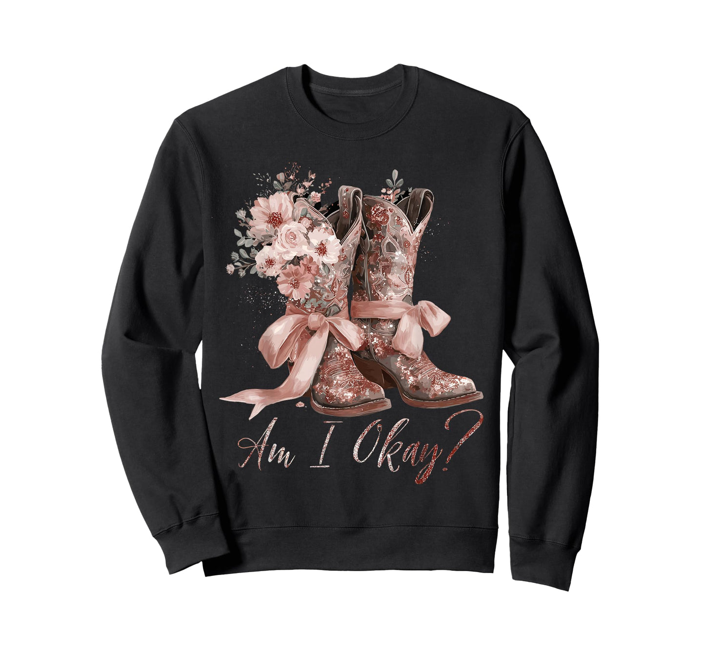 Am I Okay Boot Western Texas Cowgirl Coquette Bow Women Girl T-Shirt