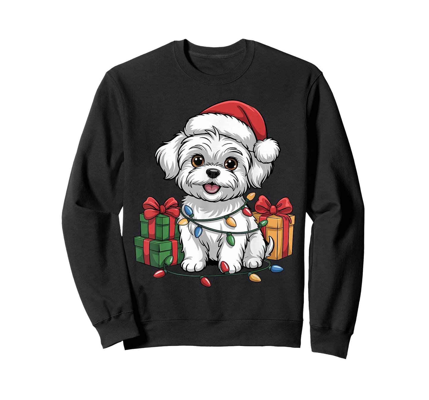 Cute Maltese Christmas Xmas Design Funny Dog Lover Holiday T-Shirt