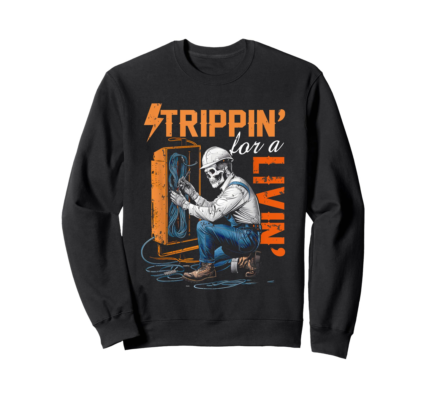 Electrician Lover Trippin' For A Livin' Skeleton Worker T-Shirt