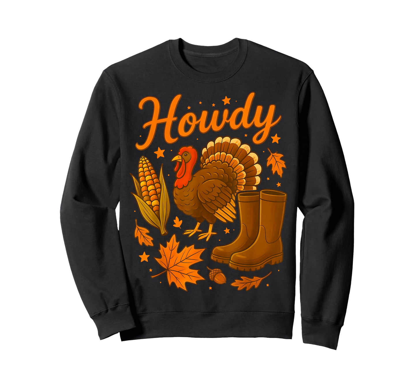 Howdy Cowgirl Western Rodeo Cozy Fall Thanksgiving Turkey T-Shirt