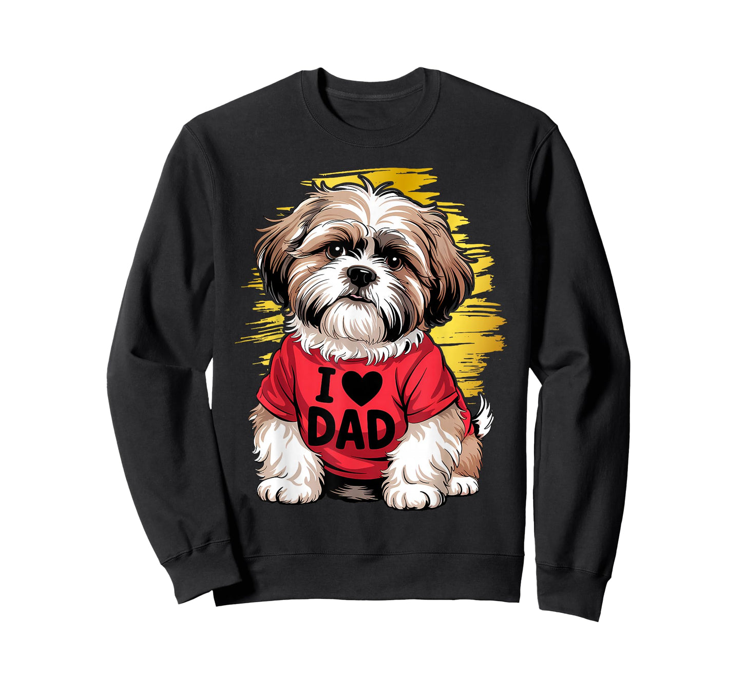 I Love Dad Tattoo Shih Tzu Dad Funny Father's Day T-Shirt