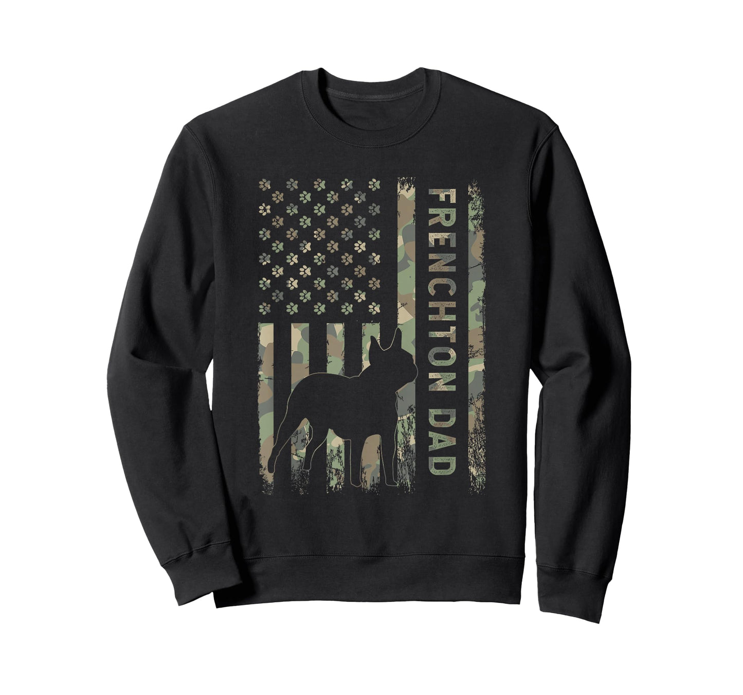 Frenchton Dad French Bulldog Boston Terrier Camo USA Flag T-Shirt