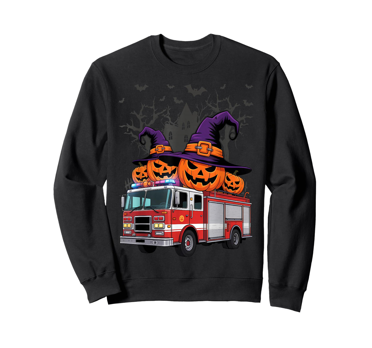 Kids Firetruck Pumpkin Firefighter Toddler Boys Halloween T-Shirt