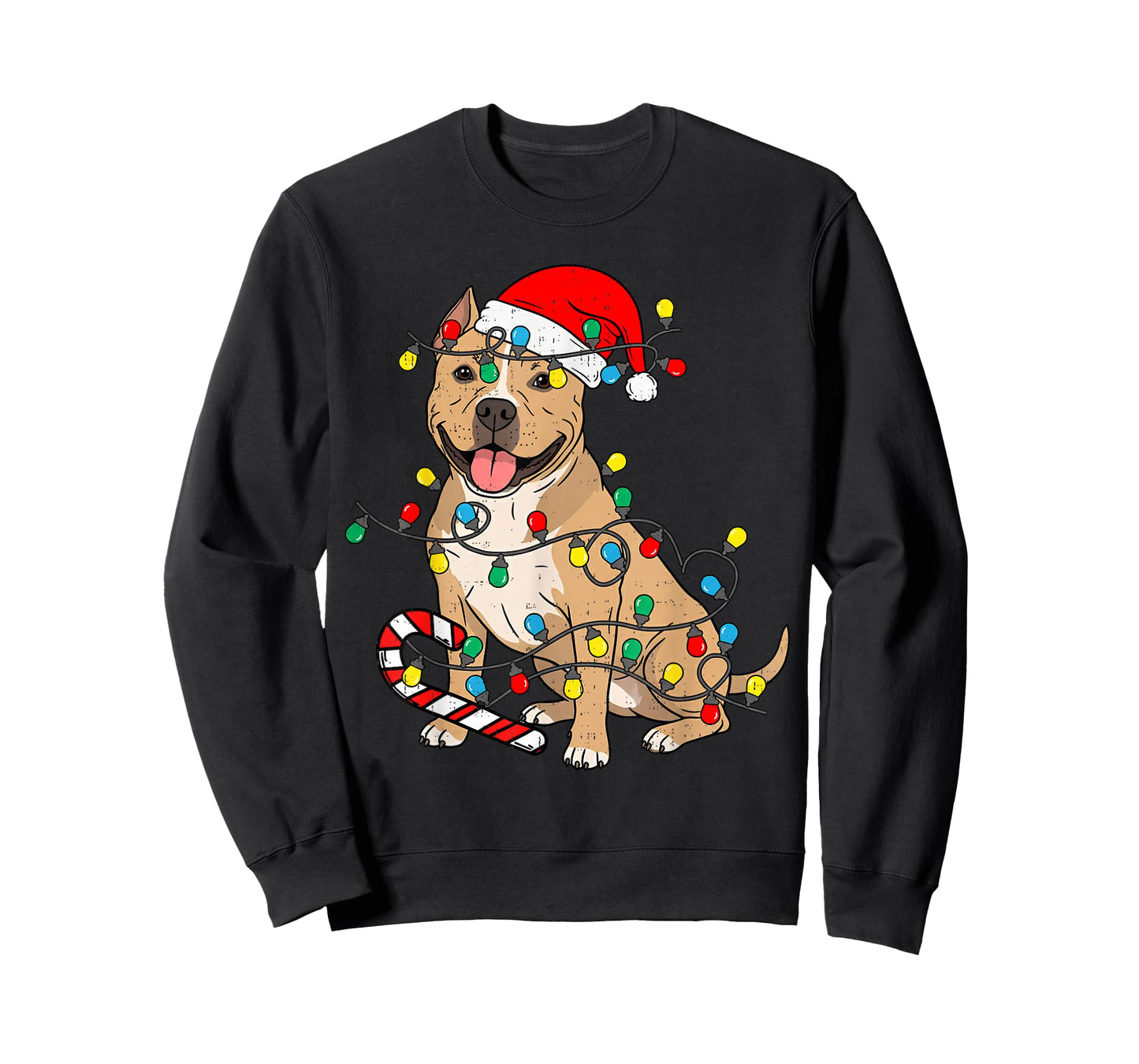 Pitbull Dog Christmas Lights Santa Xmas Pet Dog Lover T-Shirt
