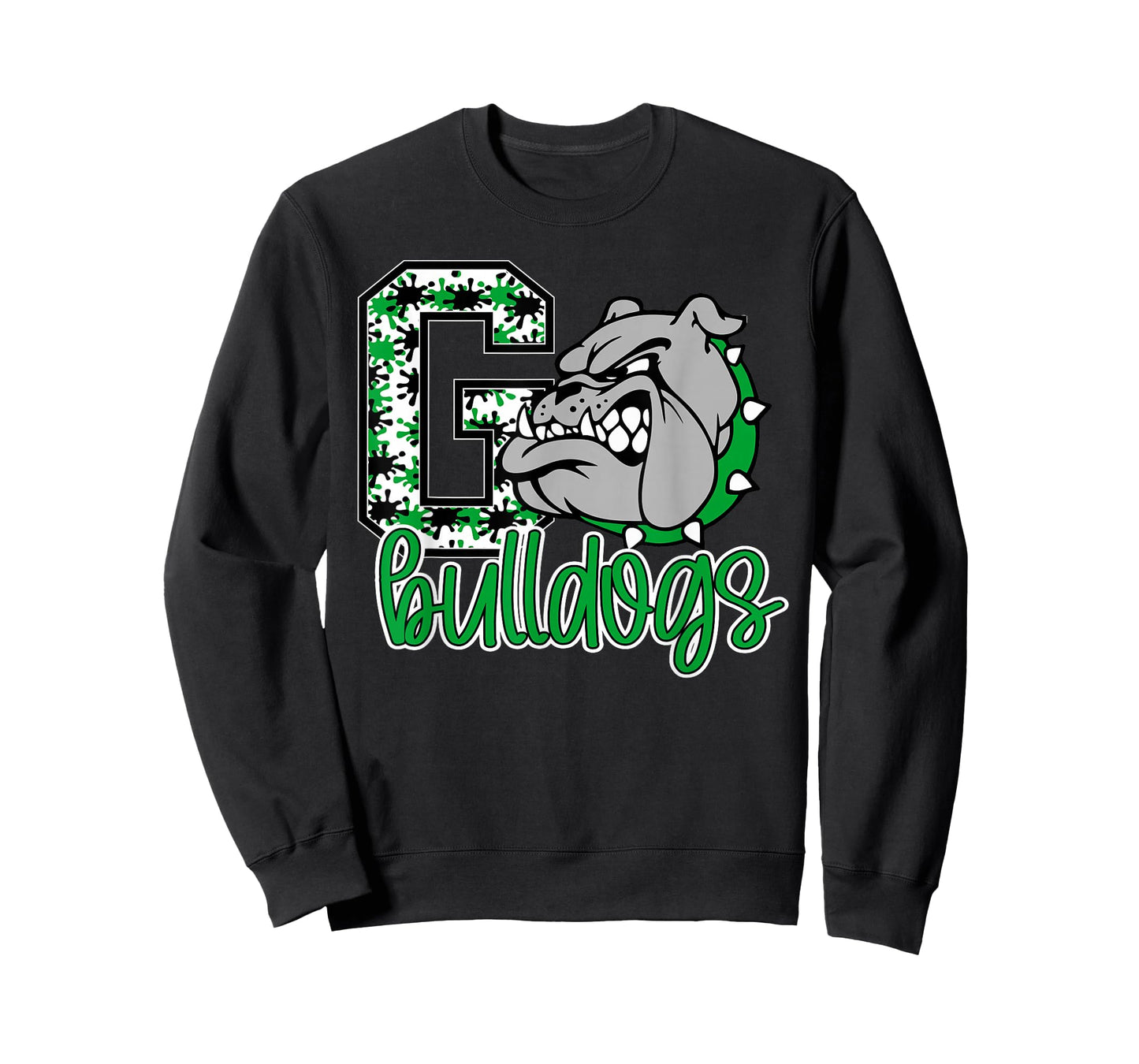 Go Bulldogs Green Bulldog Pride School Spirit Mascot Bulldog T-Shirt