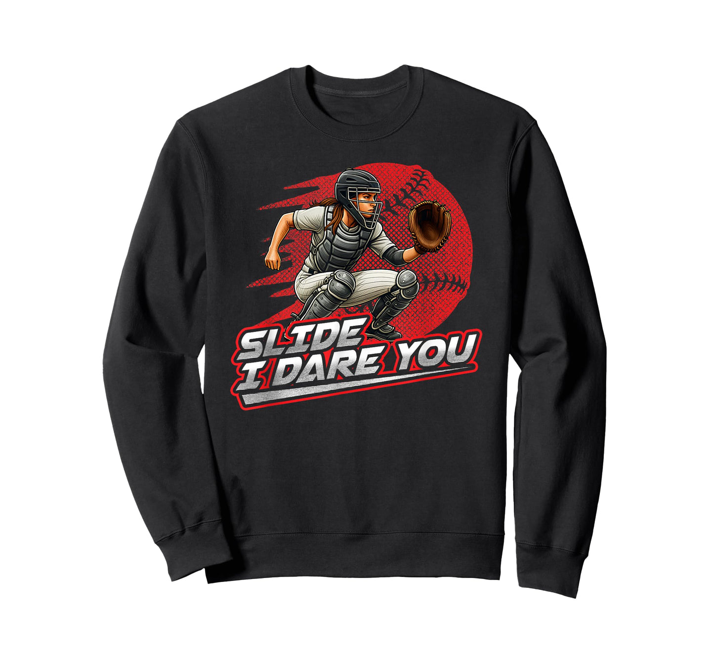 Softball Catcher Slide I Dare You Strong Girl Design T-Shirt