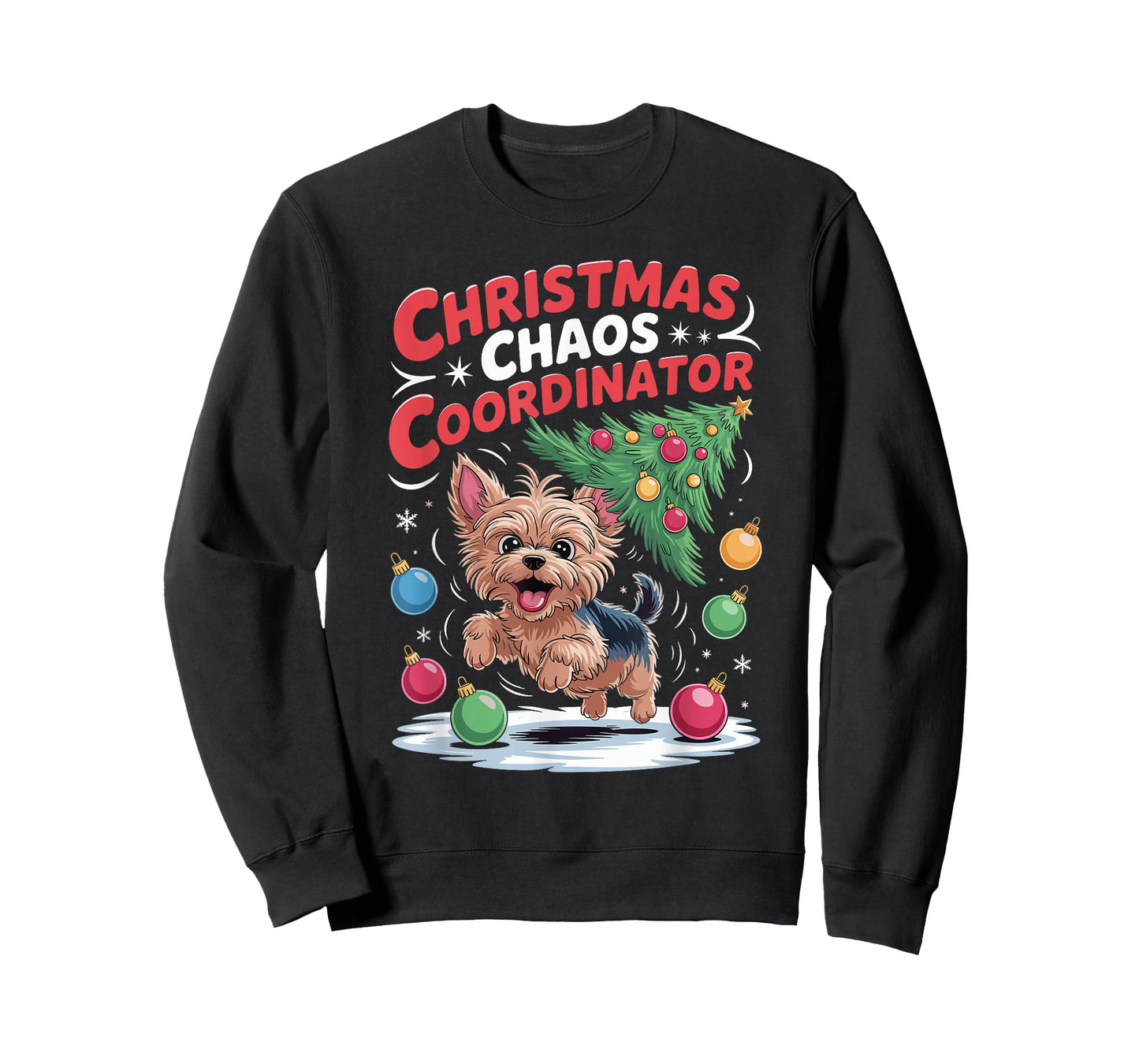 Christmas Chaos Coordinator Puppy Funny Yorkshire Terrier T-Shirt