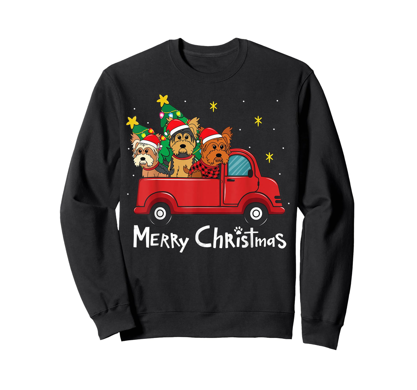 Yorkshire Yorkie Christmas Truck Tree Mom Dad Xmas Dog Gift T-Shirt for Men Women Kids