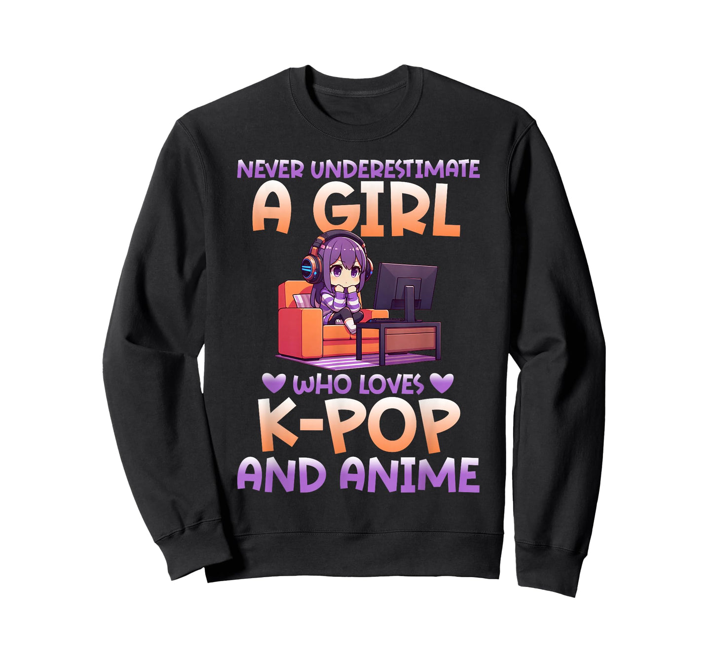Never Underestimate A Girl Who Loves K-Pop And Anime Fan T-Shirt