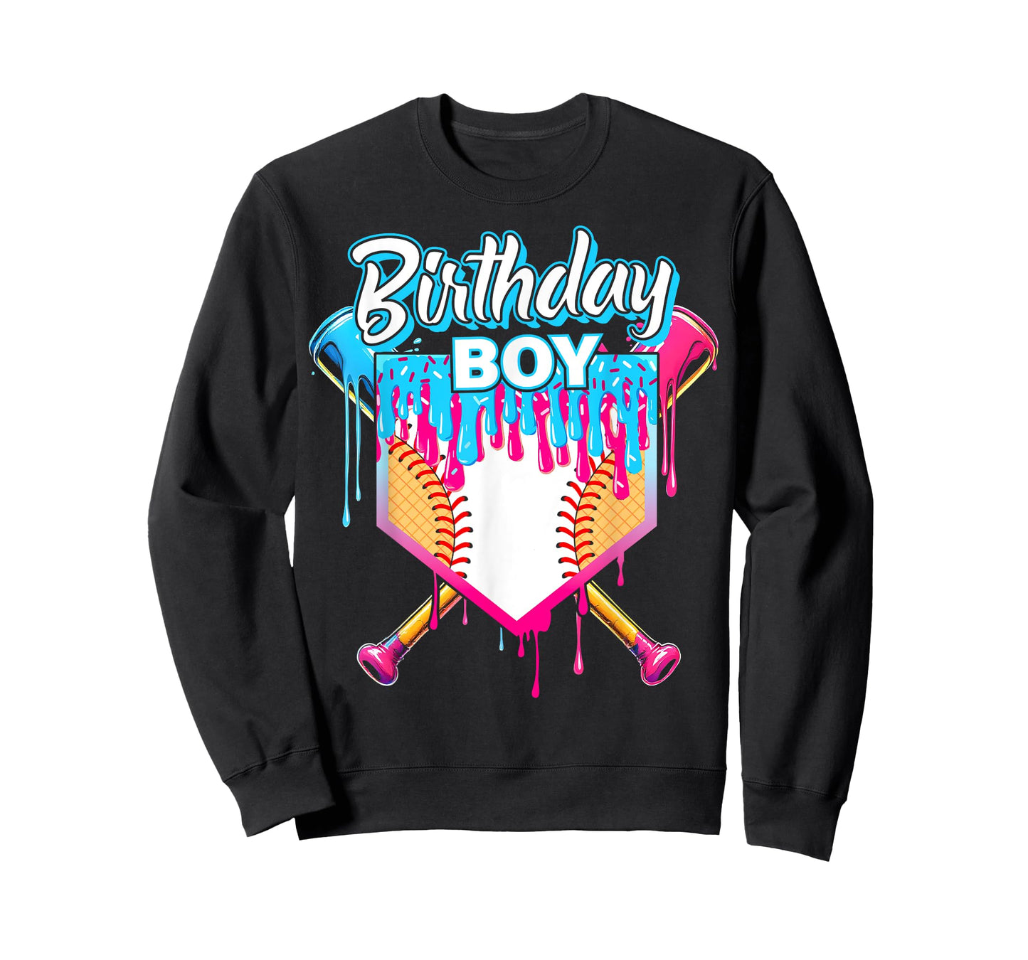 Baseball Drip Birthday Boys Ice Cream Sprinkle Youth T-Shirt