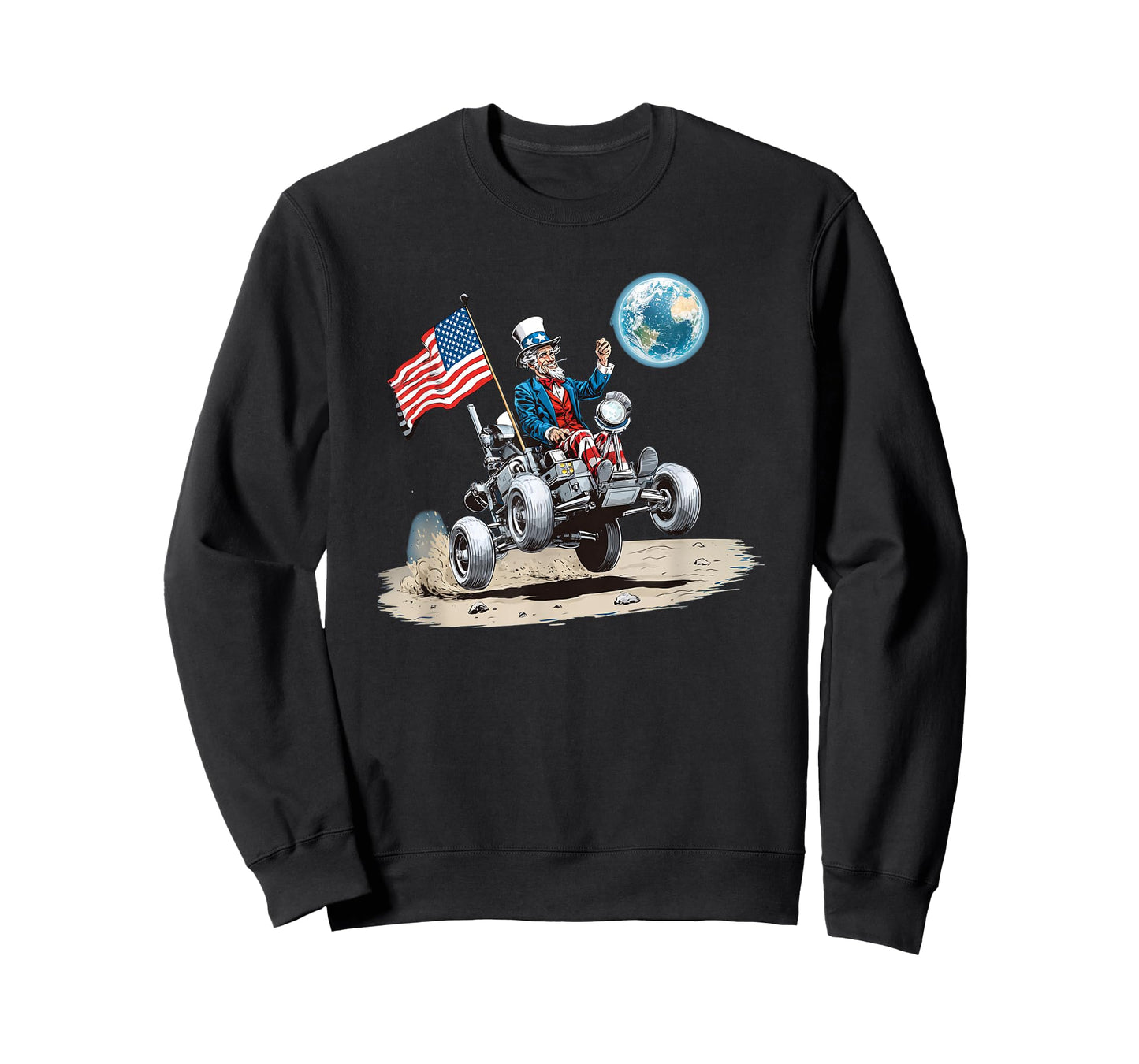 Nice Moon Vehicle with Patriotic Flag and Earth T-Shirt
