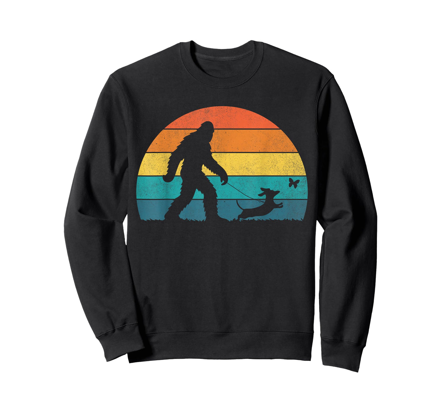 Bigfoot Walking Dachshund Funny Sasquatch Dog Dad Men Boys T-Shirt