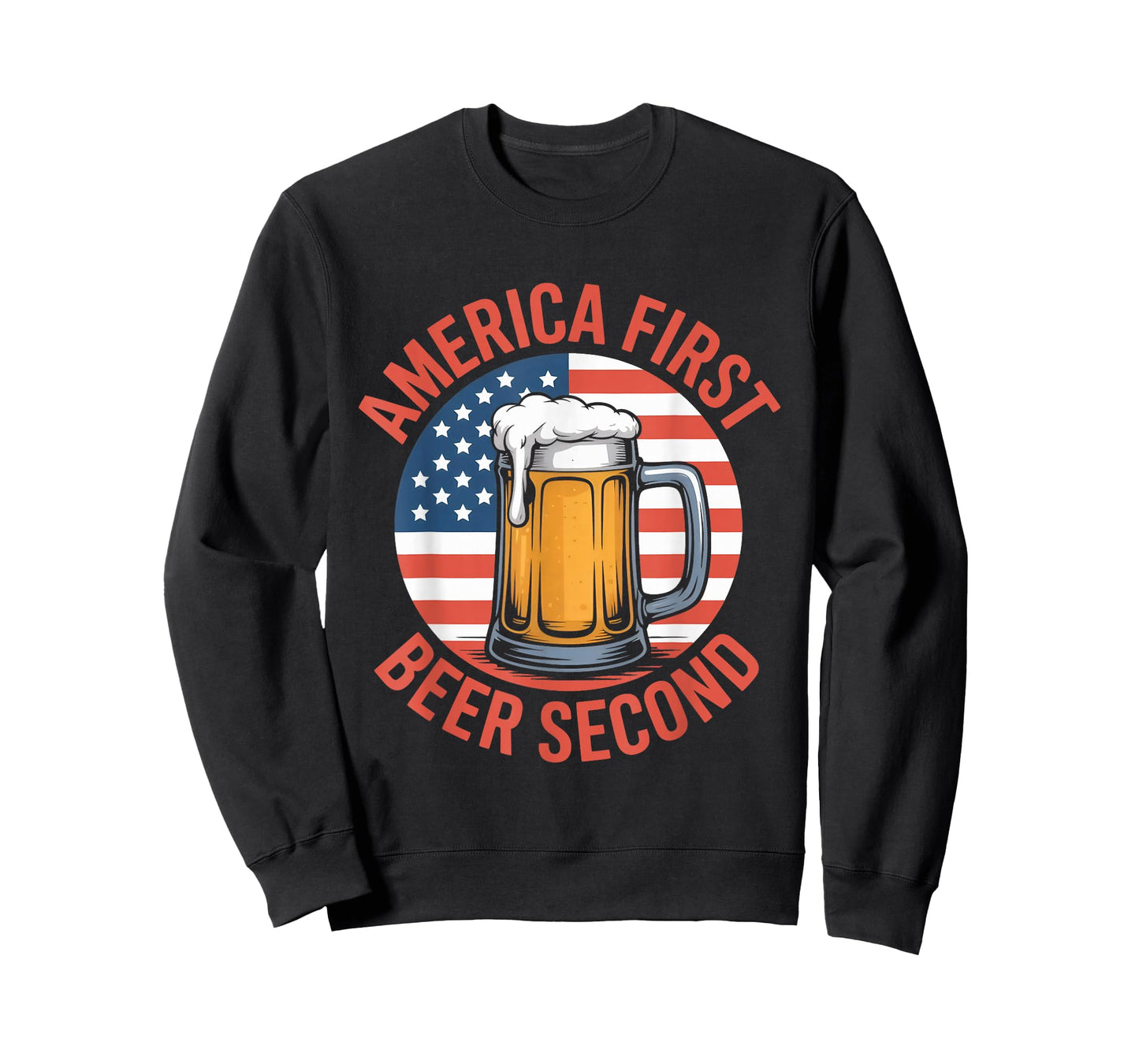 America First Beer Second Patriotic BBQ Drinking T-Shirt