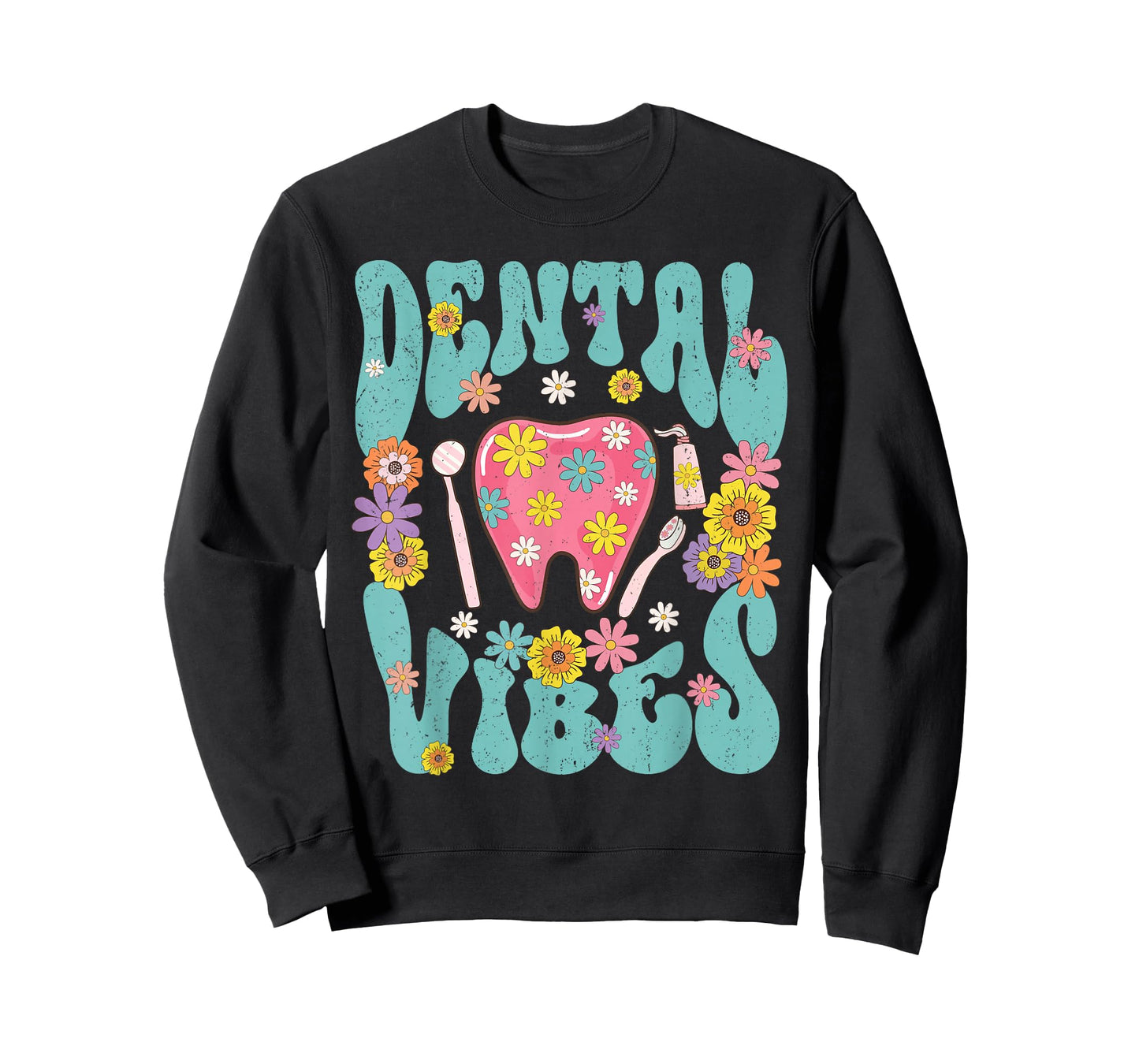 Retro Groovy Dental Vibe Hygienist Dentist Assistant Hygiene T-Shirt