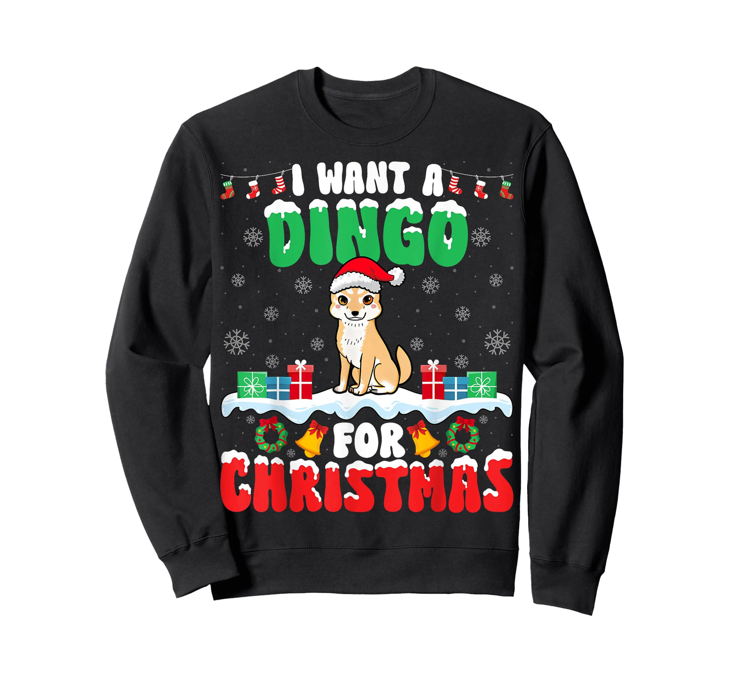 I Want A Dingo for Christmas - Dingo Dog Lover Santa Xmas T-Shirt