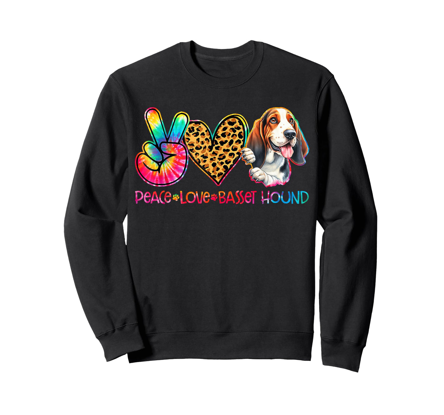 Peace Love Basset Hound Tie Dye Dog Lover T-Shirt for Men Women Kids