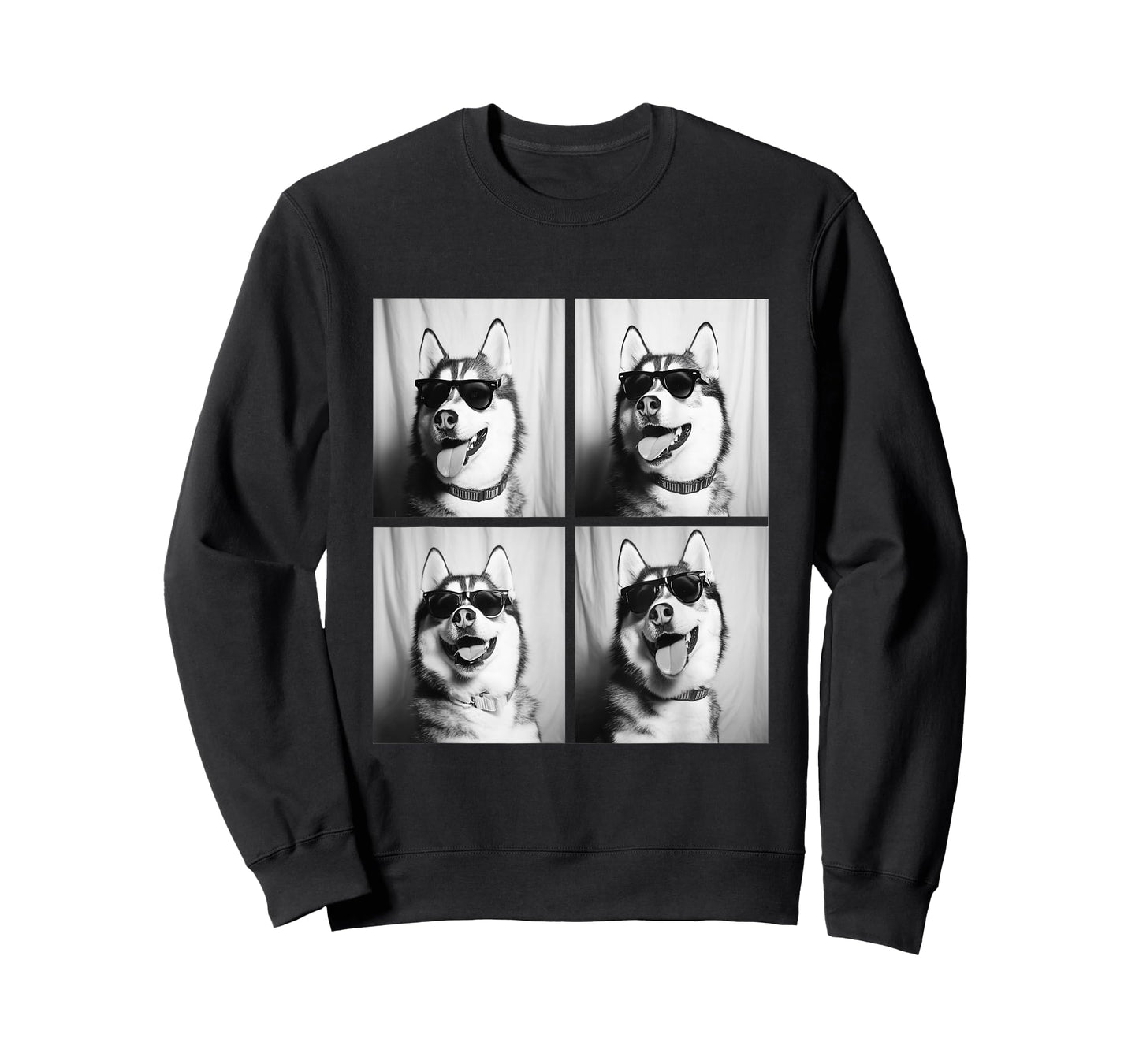 Funny Siberian Husky Dogs with Sunglasses Photos Pets Meme T-Shirt