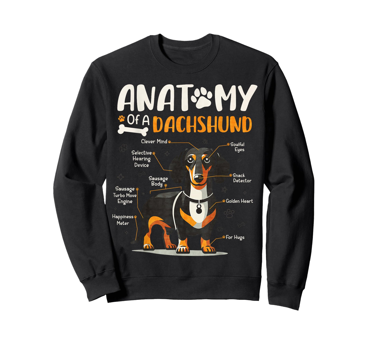 Vintage Anatomy Of A Dachshund Dog Funny Puppy Weiner Lover T-Shirt
