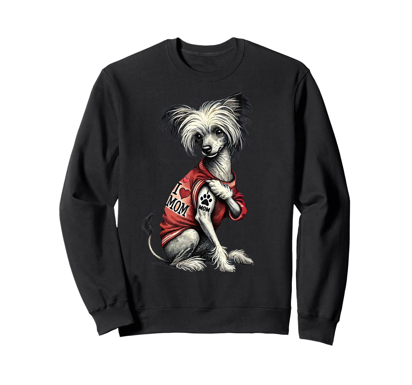 Funny I Love Mom Tattoo Chinese Crested Mom For Women T-Shirt