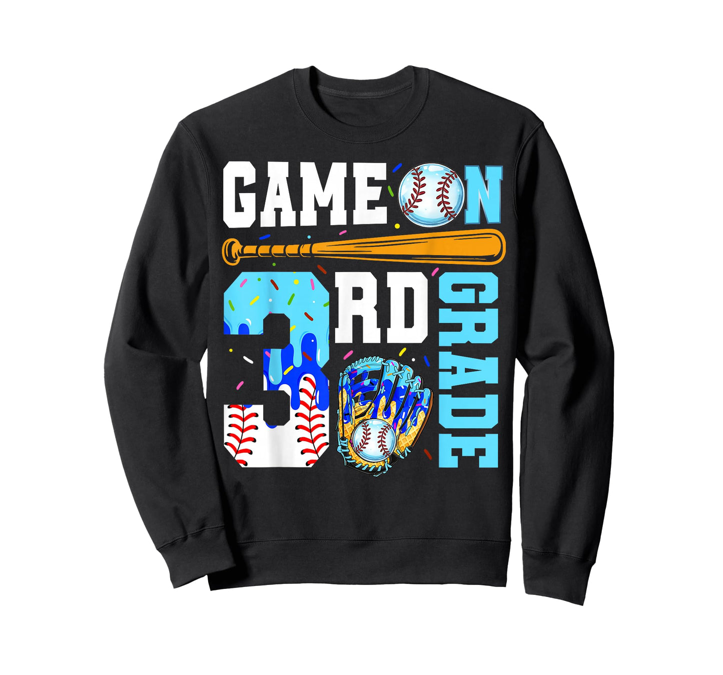 3rd Grade Back To School Baseball Drip Ice Cream Game On T-Shirt