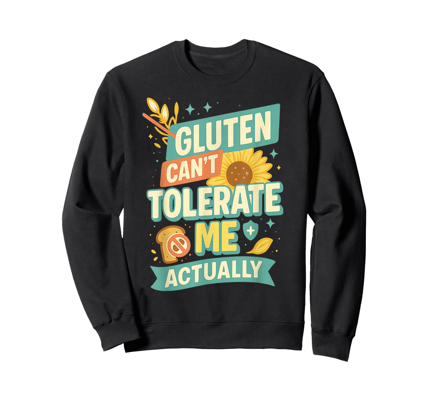 Funny Retro Vintage Groovy Gluten Can t Tolerate Me Actually T-Shirt