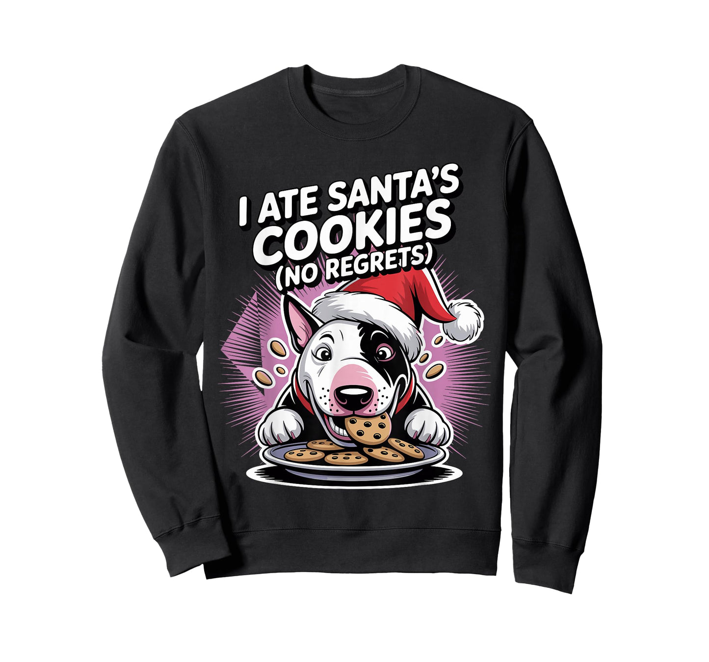 I Ate Santas Cookies Xmas Puppy Funny Christmas Bull Terrier T-Shirt