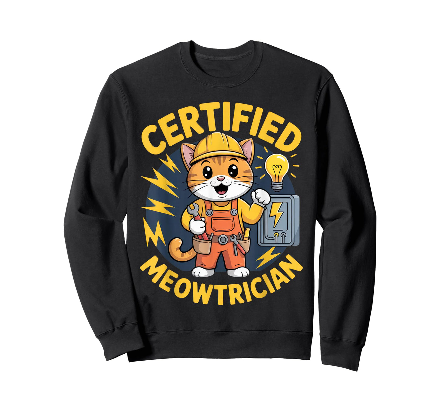 Certified Meowtrician Funny Electrician Cat Outfit T-Shirt