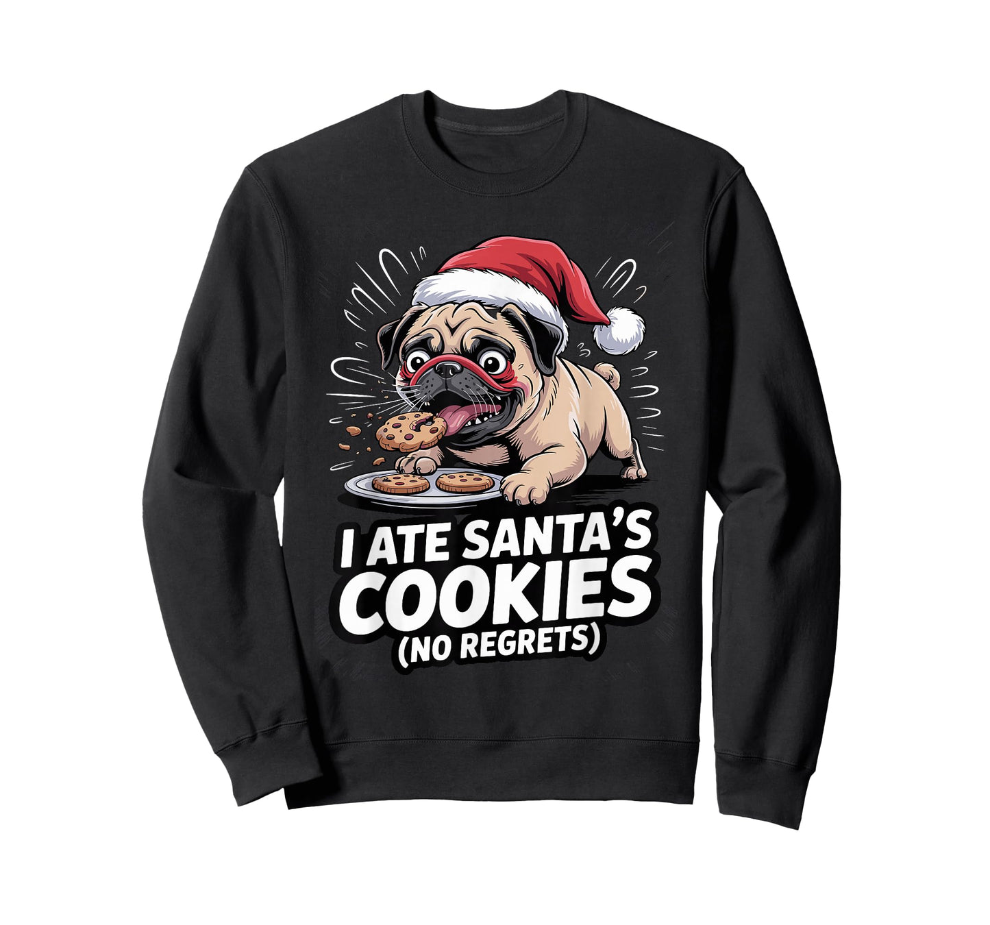 I Ate Santas Cookies Xmas Puppy Funny Christmas Pug T-Shirt