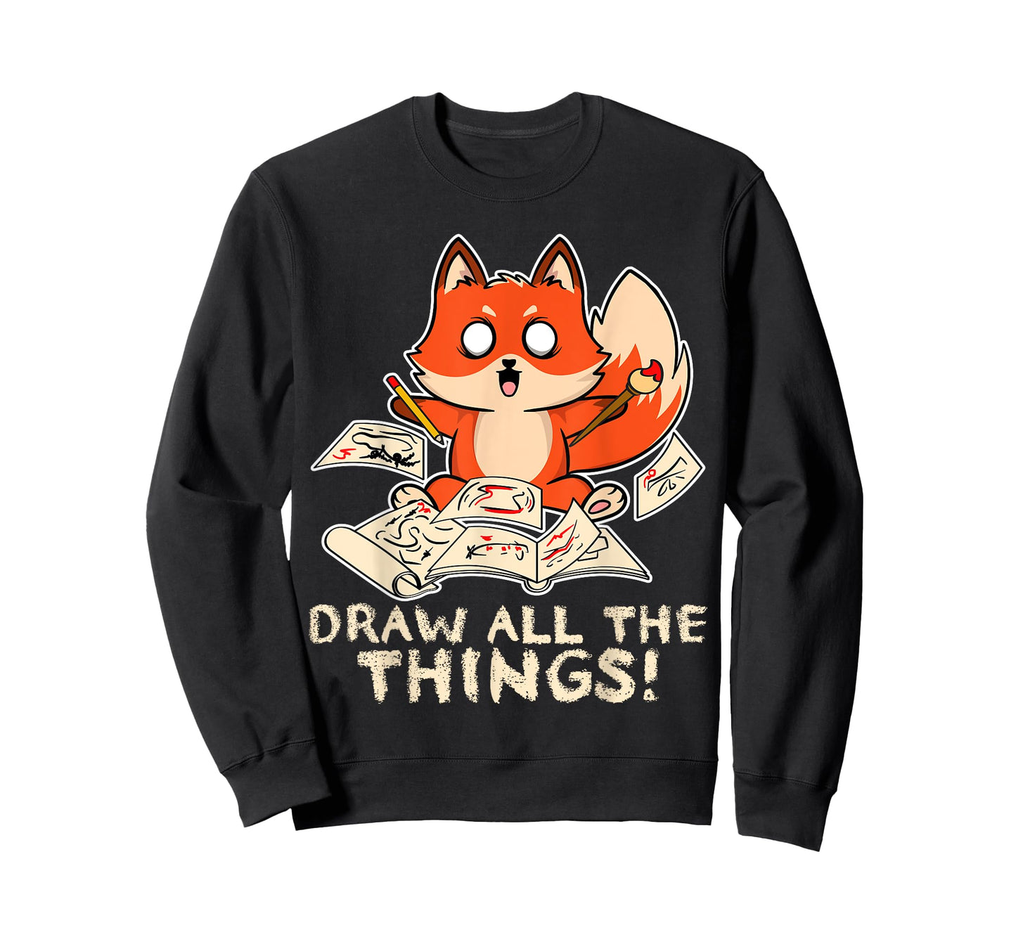 Draw All The Things Fox Sketching Art Otaku Comics Anime Top T-Shirt
