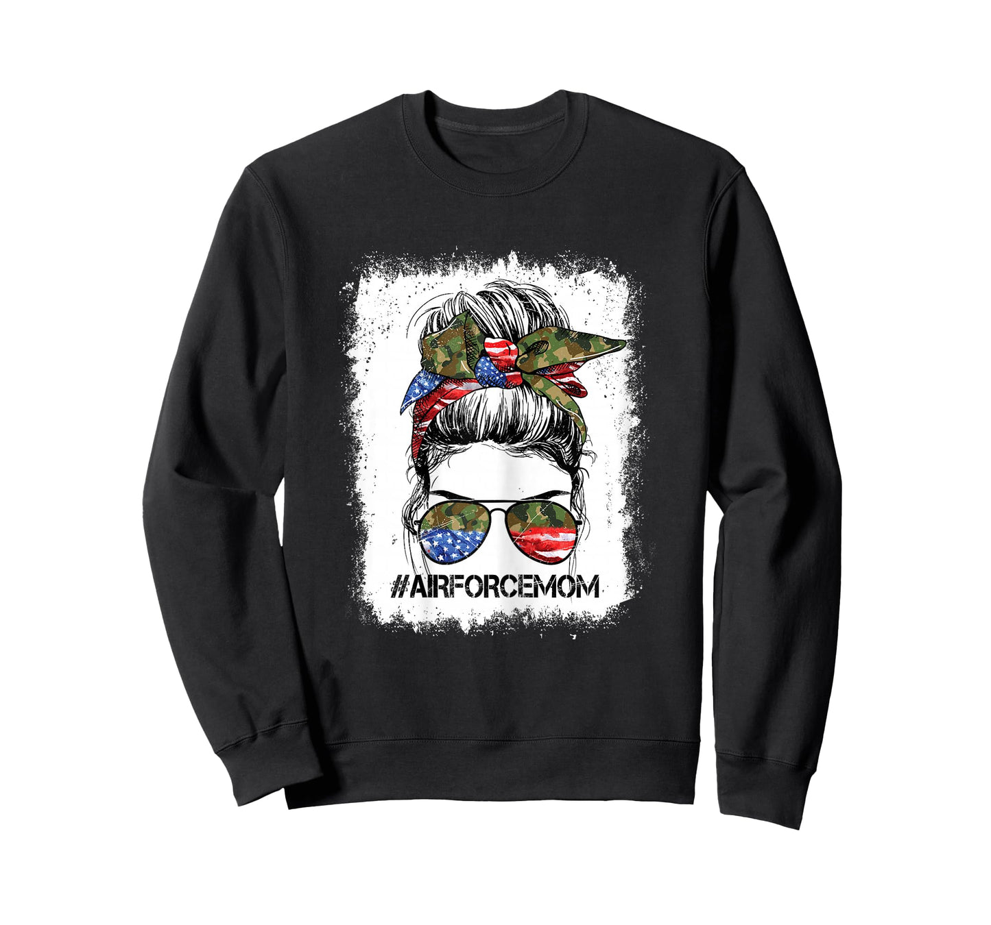All American Airforce Mom Messy Bun US Flag 4th Of July T-Shirt