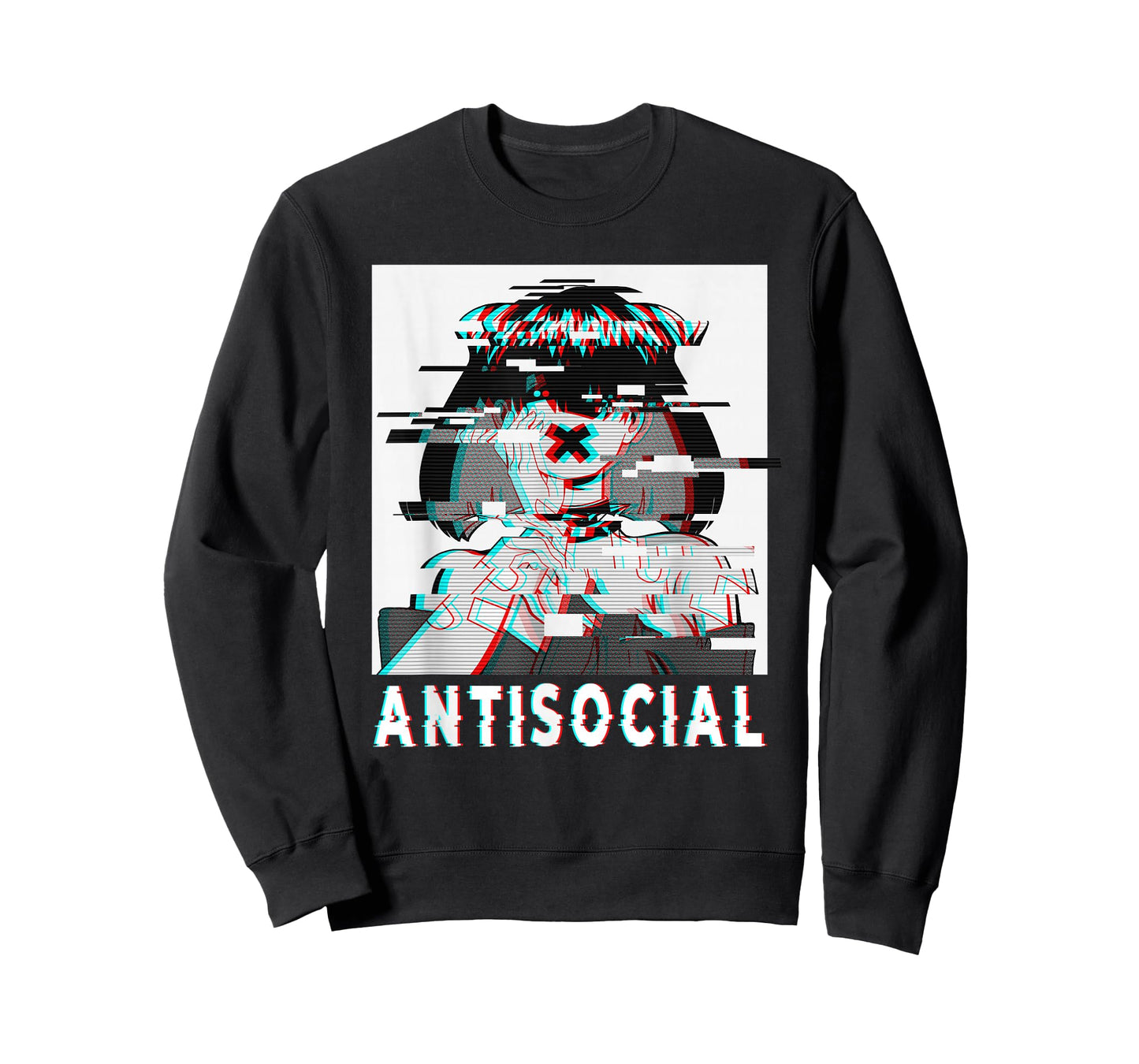 Antisocial Anti Social Anime Goth Girl Vaporwave Glitch 90s T-Shirt