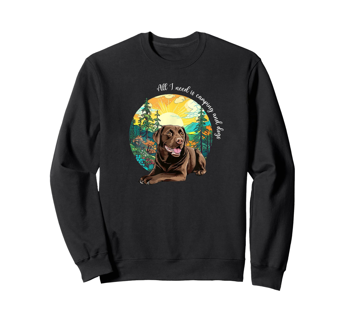 Funny Cute Mens Womens Moms Camping Chocolate Lab Dog Lover T-Shirt
