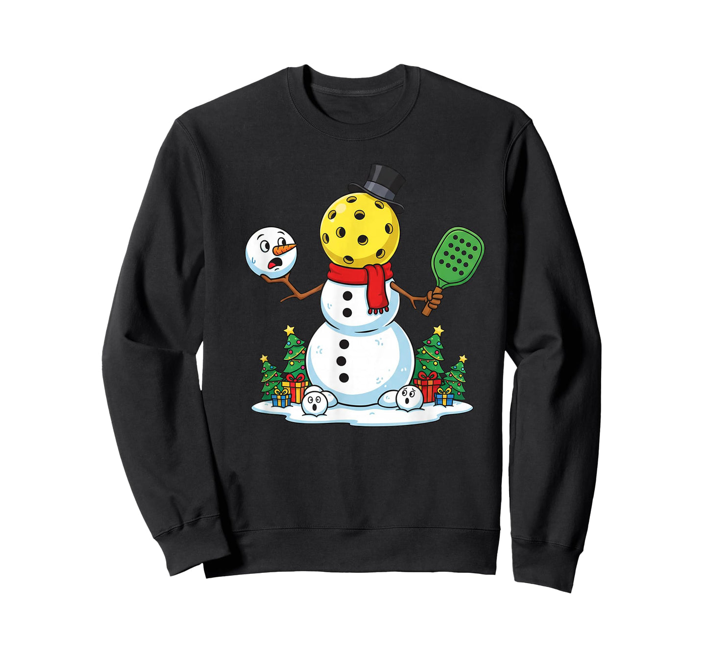 Funny Christmas Pickleball Snowman Xmas Mens Womens Kids T-Shirt