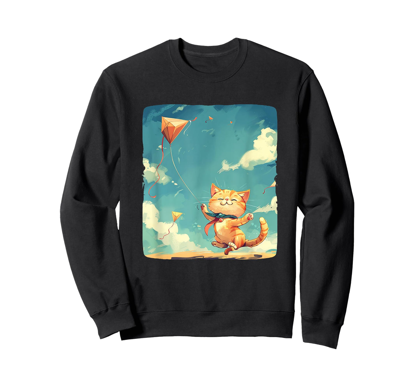 Cat Flies Kites Emblem for a Joyful Flight T-Shirt