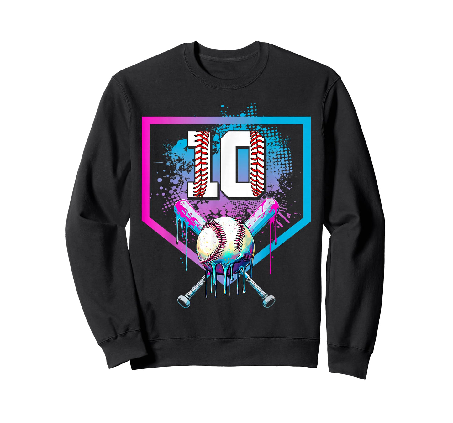 Baseball Drip 10th Birthday Home Plate Boy Youth 10 Year Old T-Shirt