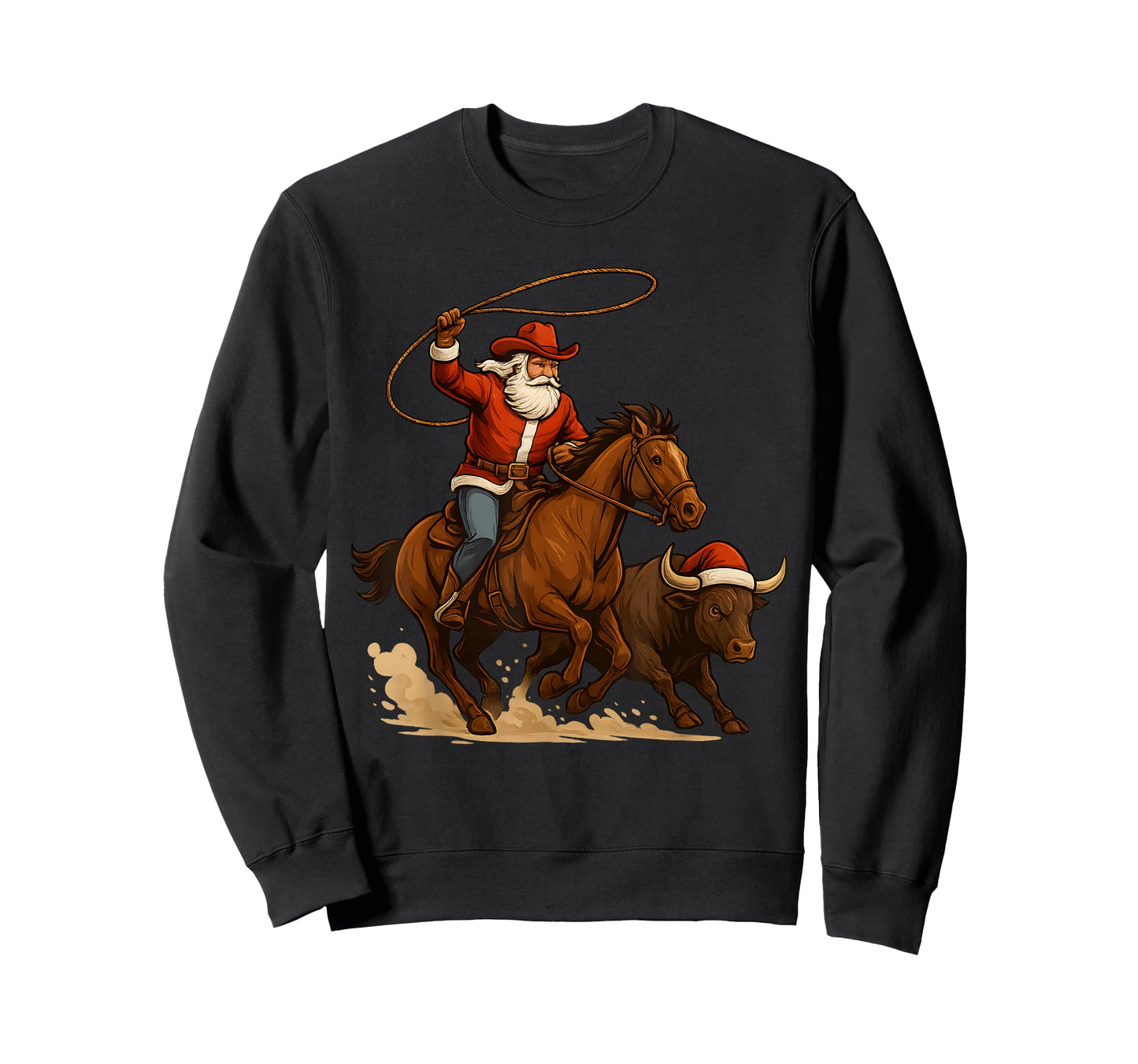 Santa Claus Cowboy Vintage Western Christmas Pajamas Xmas T-Shirt