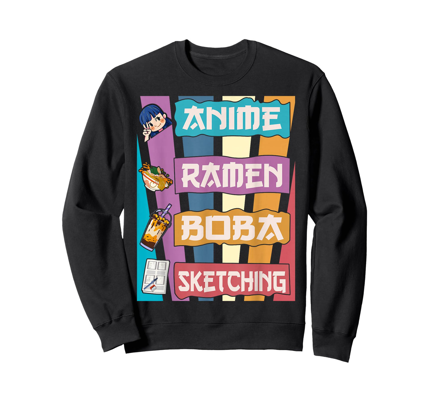 Anime Ramen Boba Sketching Kawaii Anime Lover Merch Gift T-Shirt
