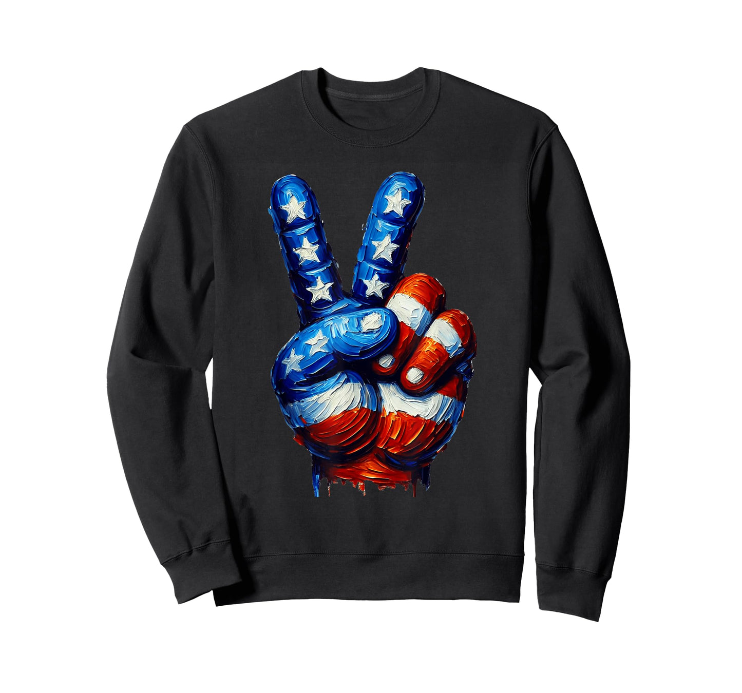 Peace Sign Hand USA Flag 4th of July Patriotic Men Women T-Shirt