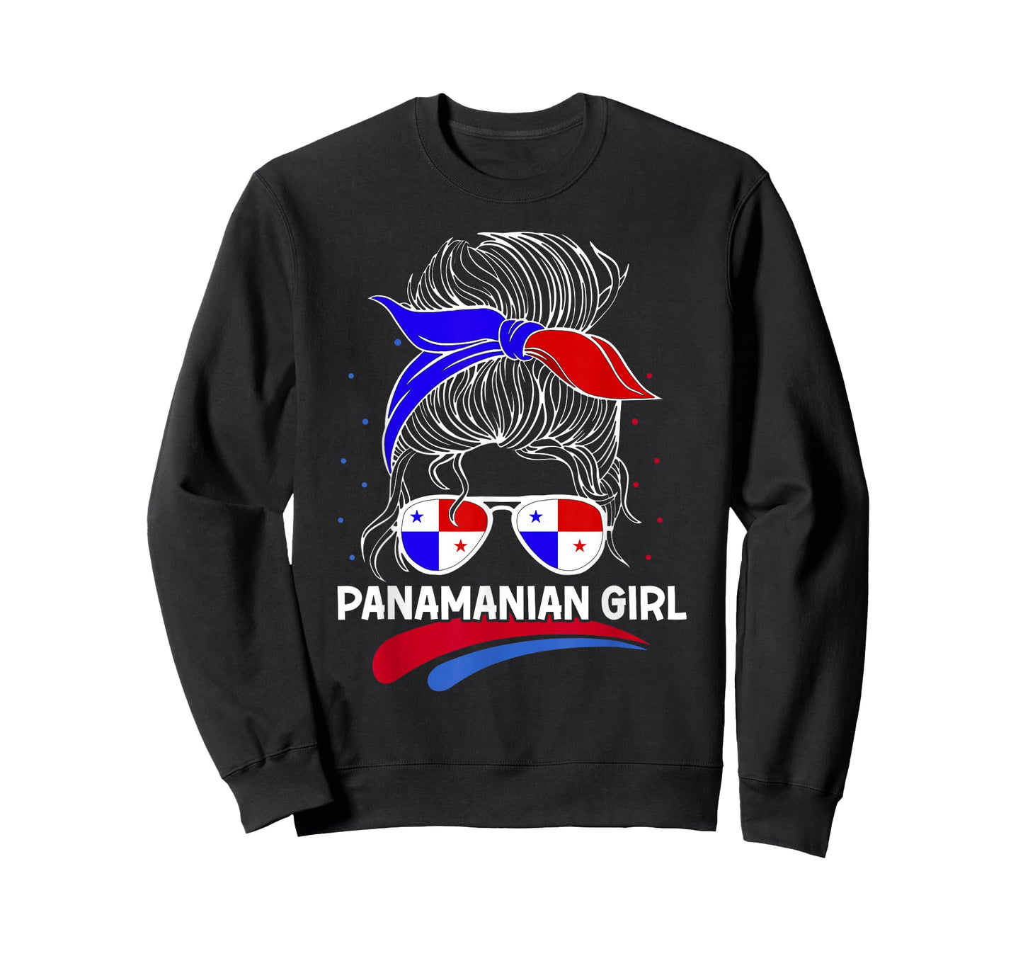 Panama Women Panamanian Flag With Messy Bun National Colors T-Shirt